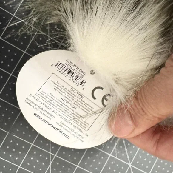 Small Furry Owl Stuffed Animal Plush Toy by Aurora (Luxe Boutique) - New - Picture 5 of 5